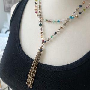 Stella & Dot multi color convertible tassel pendant